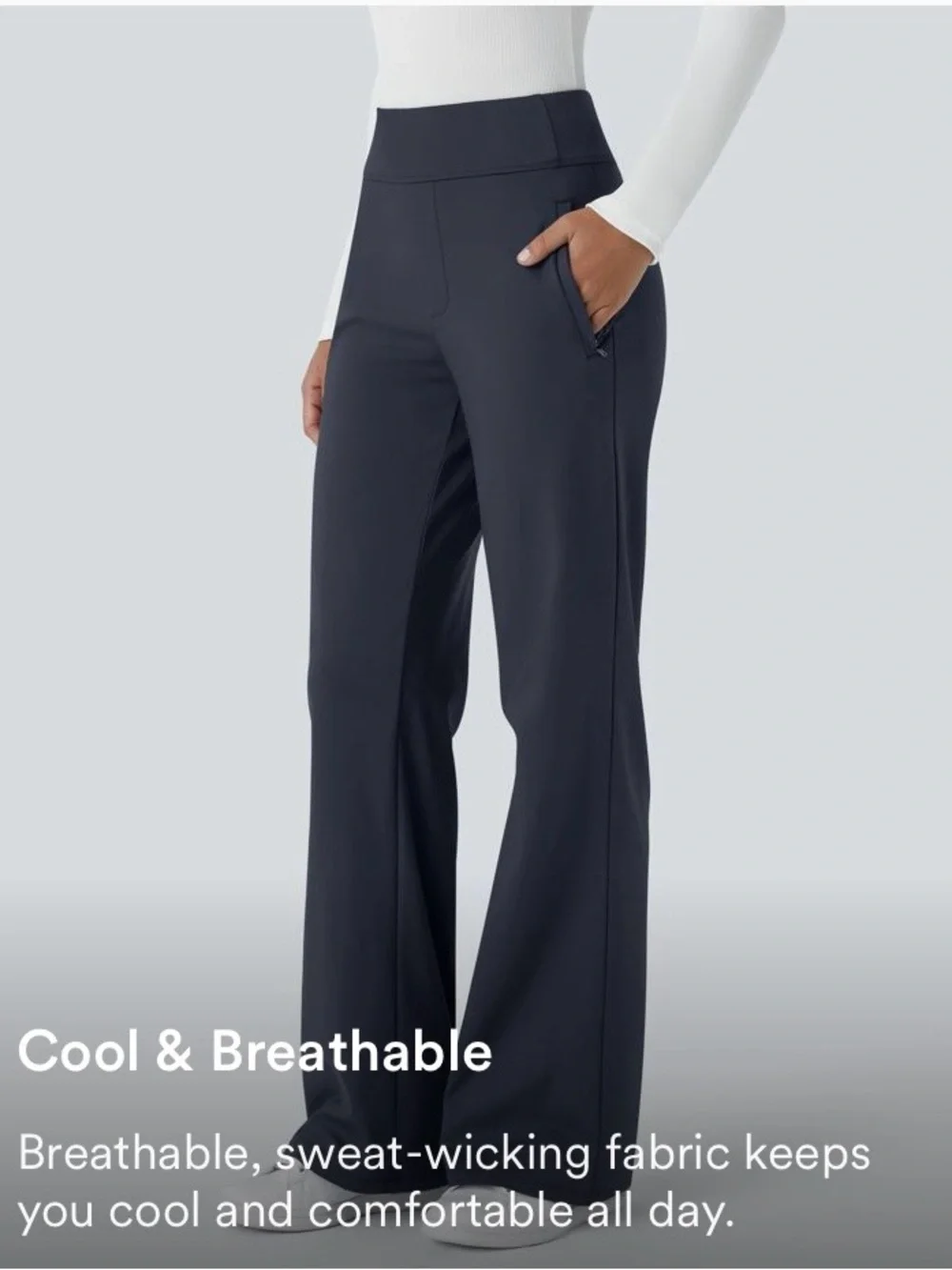 HALARA Flex™ DayStretch Mid Rise Side Zipper Pocket Work Flare Pants - Picture 14 of 14